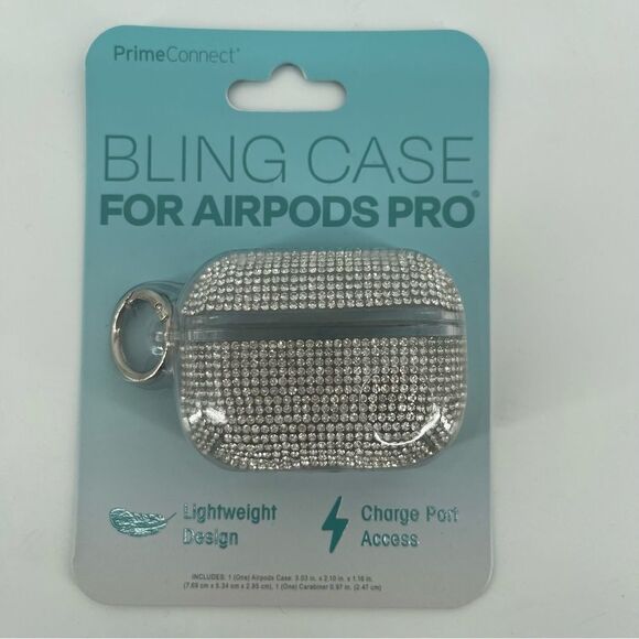 Prime Connect Silver Rhinestone Lightweight Bling Stylish Apple AirPod Pro Case - Picture 2 of 5